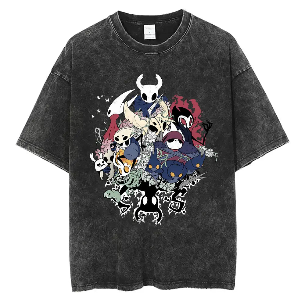 Hollow Knight Schwarzes T-Shirt – Alle Charaktere