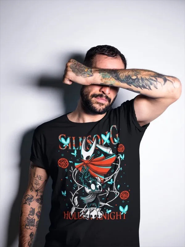 Hollow Knight Silksong Black T-Shirt - Hornet & The Knight