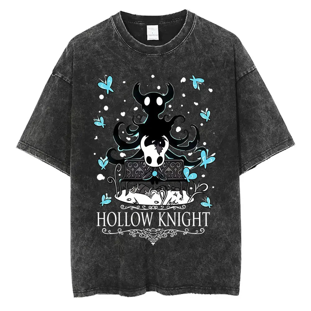 Schwarzes Hollow Knight T-Shirt – Der Ritter, Schatten & Lebensblut