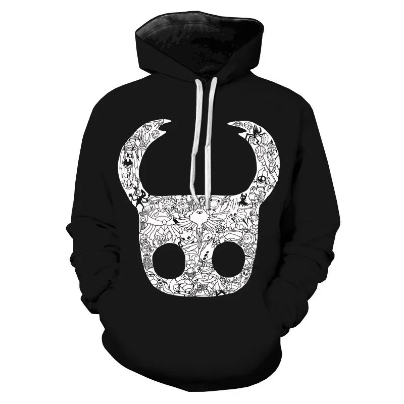 Hollow Knight Silksong 3D-gedruckter Hoodie – Der Ritterschädel