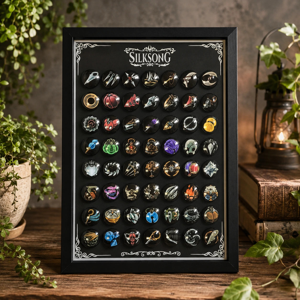 Hollow Knight Silksong Magnetic Charm Set – Complete Collectible Display Frame