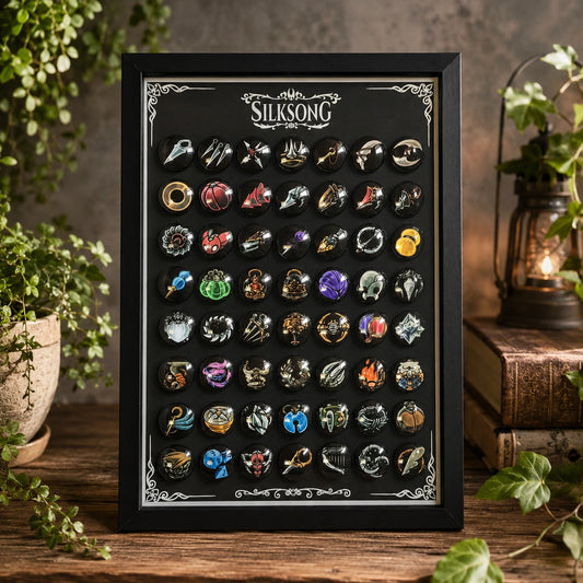 Hollow Knight Silksong Magnetic Charm Set – Complete Collectible Display Frame