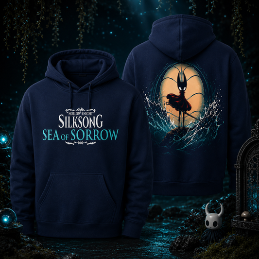 Hollow Knight Silksong Mer de la douleur Hoodie bleu marine