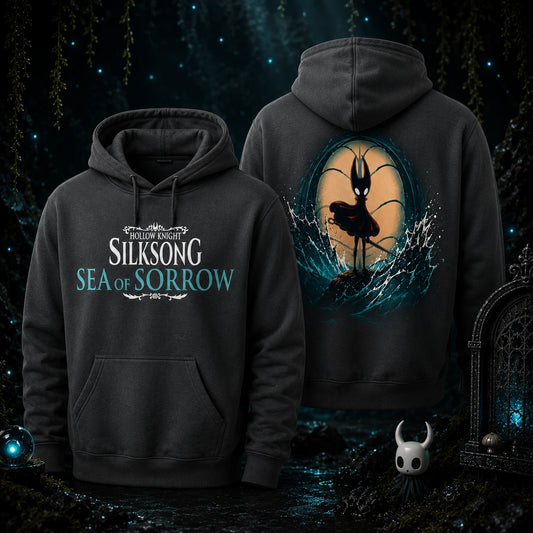 Sweat à capuche noir Hollow Knight Silksong Sea of Sorrow