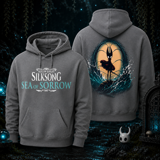 Sweat à capuche gris Hollow Knight Silksong Sea of Sorrow