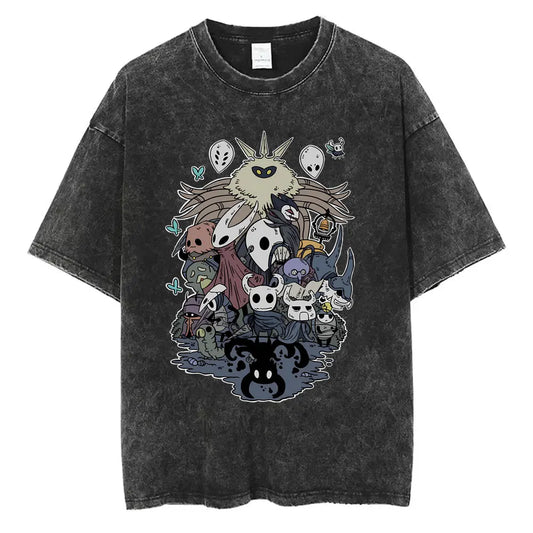 Hollow Knight Schwarzes T-Shirt – Alle Charaktere