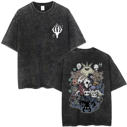 Hollow Knight Schwarzes T-Shirt – Alle Charaktere