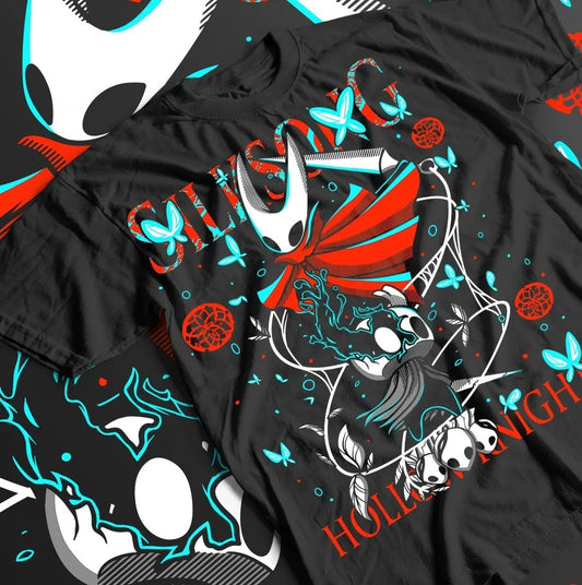 Hollow Knight Silksong Black T-Shirt - Hornet & The Knight