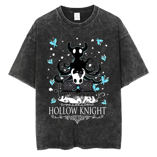 Hollow Knight Schwarzes T-Shirt – Der Ritter, Schatten &amp; Lebensblut
