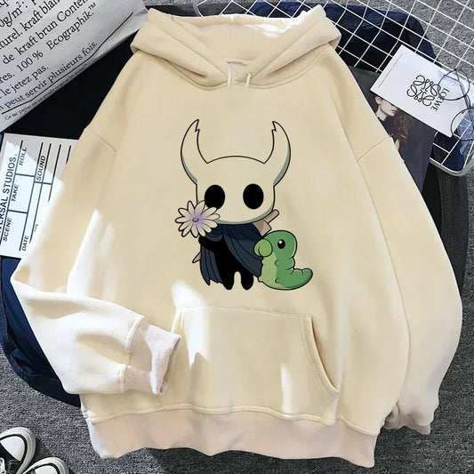 Weißer Hoodie von Hollow Knight – Der Ritter und Grubfather