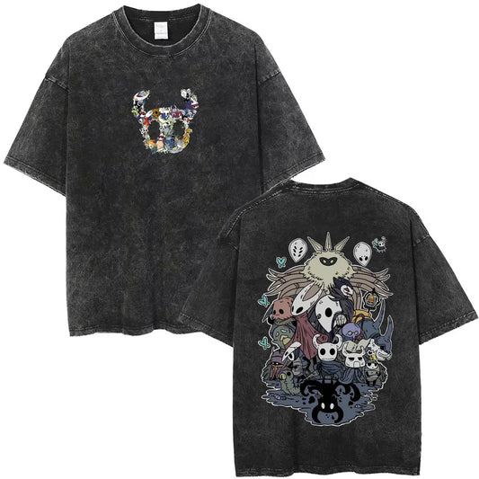 Hollow Knight Schwarzes T-Shirt - Charaktere