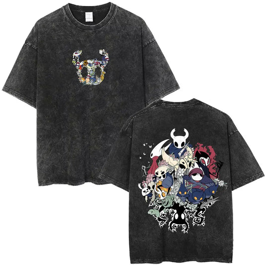 Hollow Knight Schwarzes T-Shirt - Charaktere